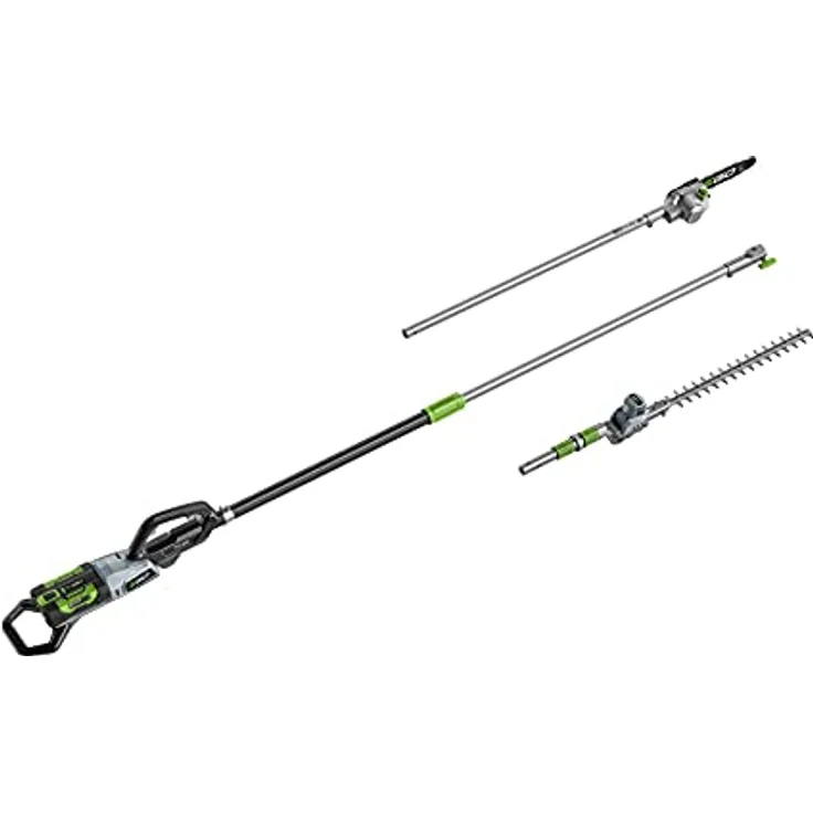 EGO PPCX1000 Teleskopgeräte-Set, Akku-Heckenschneider mit Teleskopstange bis 4 m, Hochentasteraufsatz PSX2500 und Heckenscherenaufsatz PTX5100, bürstenloser Motor