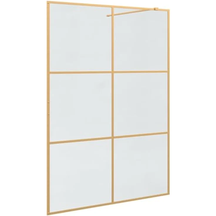 vidaXL Walk-in Duschwand Gold 140 x 195 cm, Gehärtetes Glas, Langlebig und verstellbar – Bild 1