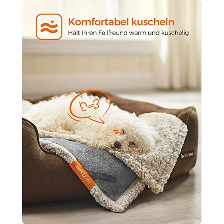 Feandrea wasserdichte Hundedecke, Sherpa Fleece Haustier Decke für Minihunde, Katzen, 73 x 63 cm, S, maschinenwaschbar, beidseitiger Sofabezug-Schutz, grau – Bild 5