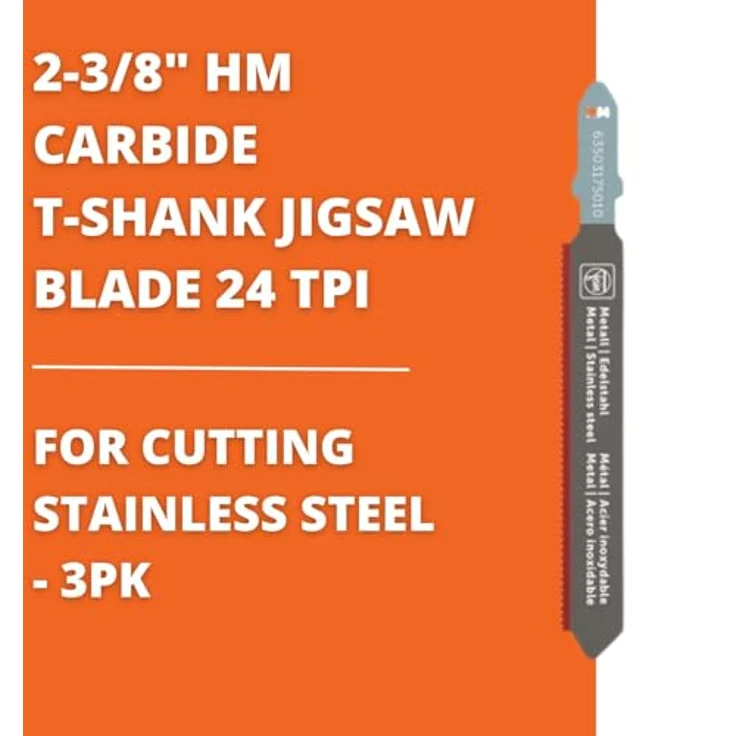 FEIN Stichsägeblatt für abrasive Materialien HM 60 T1.1 MSS SC – 3 Stück, Sägeblätter für Stichsäge F-IRON Jig 26 AS, Stichsägeblätter 63503175010 - Hartmetall, 24 TPI Zahnteilung, rostfreier Stahl, INOX – Bild 2
