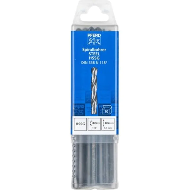 PFERD TOOLS Spiralbohrer STEEL, 10 Stück | Ø 9,5 mm, HSS-G N, DIN 338, 118° – präzise Metallbohrer für industrielle Anwendungen – Bild 2