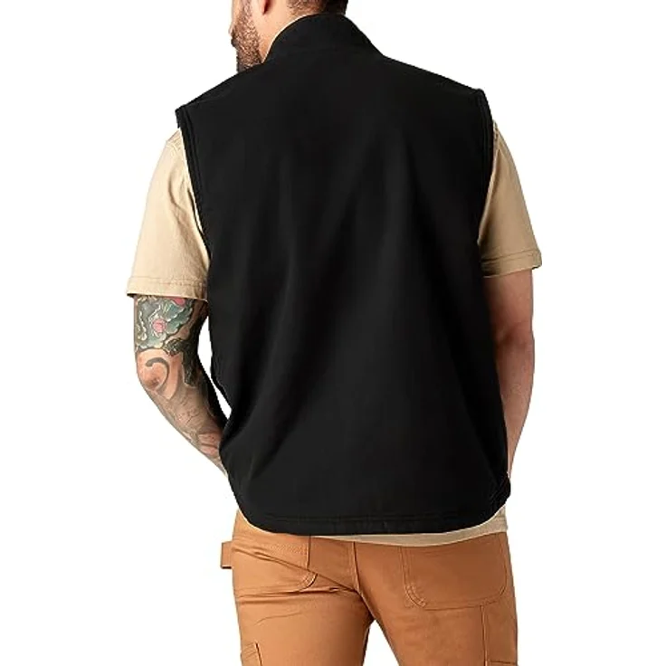 Dickies SHERPA LINED DUCK VEST, ärmellose Arbeitsjacke aus strapazierfähigem Duck-Canvas mit V-Ausschnitt und zwei Vordertaschen, schwarz – Bild 3