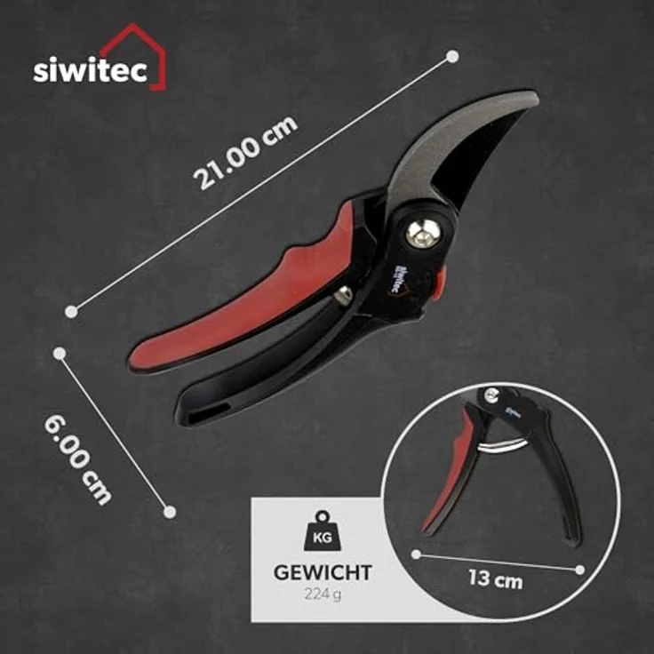 siwitec Bypass-Gartenschere SG-11 für frische Äste und Zweige | max. Schnittstärke 20 mm | Baumschere mit hochwertigen Stahl-Klingen | Rosenschere | Pflanzenschere – Bild 3