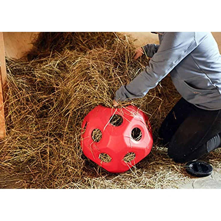 Kerbl Tier-Beschäftigungsspielzeug HeuBoy rot Futterspielball Spielball 70 cm mit 19 Fressöffnungen - Kerbl 3210386 – Bild 3