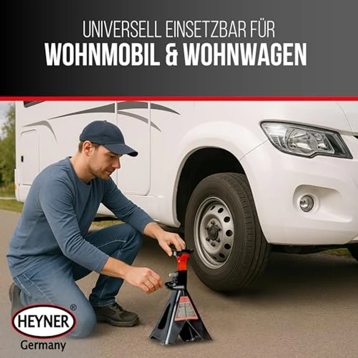 HEYNER® Unterstellbock 2er Set, Höhenverstellbar von 282-430 mm, mit Gummiauflage, Traglast 2t, für PKW & SUV – Bild 8