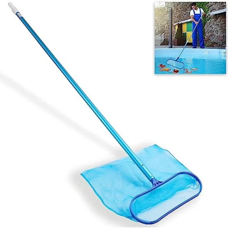 HECHT Pool Kescher 060308 mit Teleskopstange, Aluminium, 1,9 m - 3,6 m ausziehbar, 39,5 x 14,5 cm Netz, ideal für große Pools – Bild 1