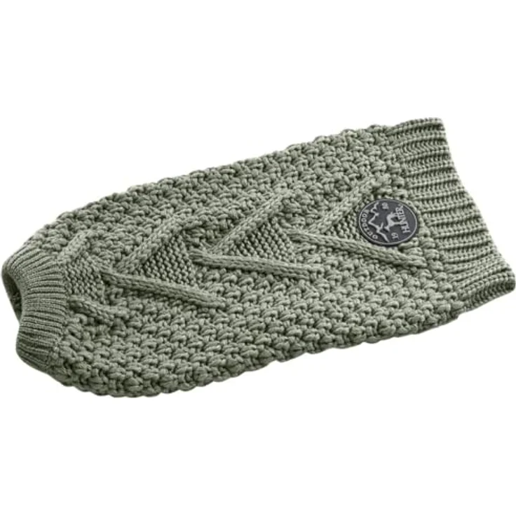 HUNTER Hundepullover Malmö, Größe:30 cm, Farbe:Khaki - Modischer Strickpullover mit Zopfmuster, weich und elastisch – Bild 2