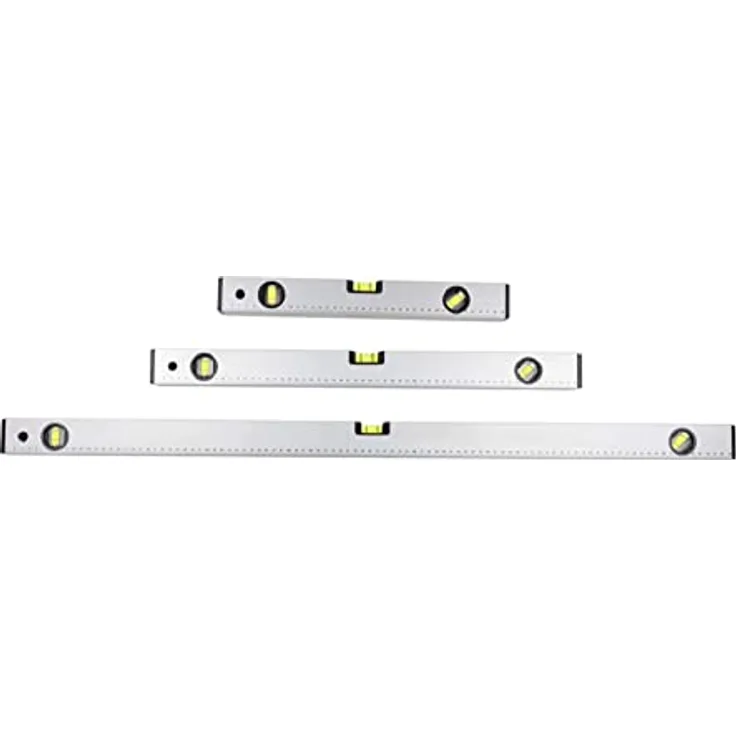 Kinzo Wasserwaagen - Wasserwaagen-Set 40/60/100 CM - 0°/ 45°/ 90° - Aluminium - Grau