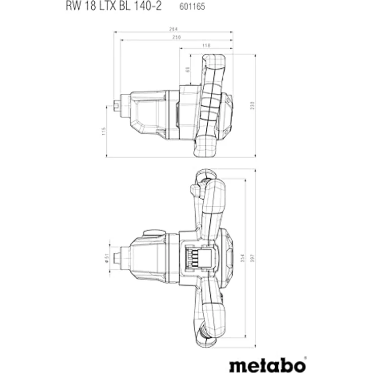 Metabo Akku-Rührwerk RW 18 LTX BL 140-2, 18V Solo ohne Akku/Ladegerät, Brushless-Motor, Zweiganggetriebe, SafetyStop, ergonomische Handgriffe – Bild 2