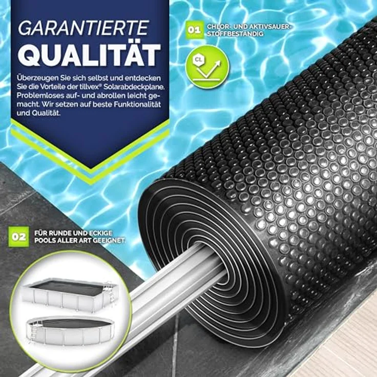 tillvex® Premium Pool Solarabdeckplane 400 µm Rund 600 cm | Solarfolie Wärmeplane zuschneidbar | Solarplane Solarabdeckung | Poolheizung Poolsolarplane für Wassererwärmung – Bild 4