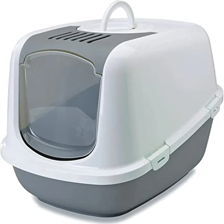 XXL Katzentoilette NESTOR JUMBO weiss-grau speziell für große Katzenrassen – Bild 1