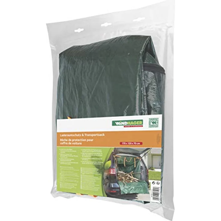 Windhager Laderaumschutz und Transportsack, Kofferraumschutz, Innenraumschutz für Auto, Kofferraummatte für Hunde, 1,7 x 1,2 x 0,7m, 100g-m², 07195, grün – Bild 8