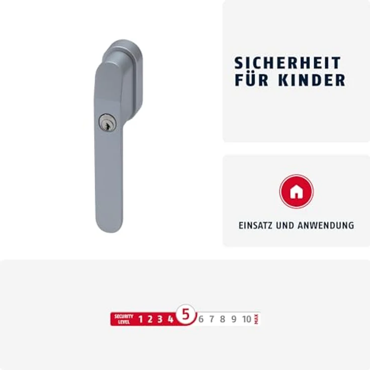 ABUS FG400, Abschließbarer Fenstergriff mit Druckzylinder und Schlüssel, Kindersicherung und Einbruchschutz, Sicherheitslevel 5, Silber – Bild 2