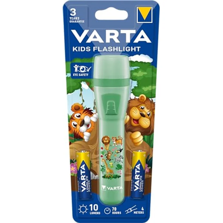 VARTA LED Taschenlampe Kids Flashlight 2AA, Niedliche Kindertaschenlampe mit hohem Sicherheitsstandard, bunt – Bild 3