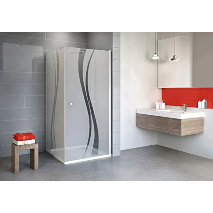 Schulte EP321506 01 970 Duschkabine Alexa Style 2.0 Drehtür Seitenwand, 90 x 90 cm, 192 cm, 5 mm Sicherheitsglas Dekor Liane beschichtet, alunatur – Bild 2