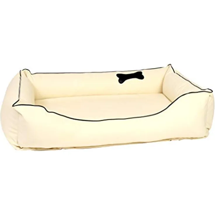 CopcoPet Hundebett Orthopädisch Paco Kunstleder Beige Größe L ca. 90 x 70 cm mit Visco-Schaumstoff