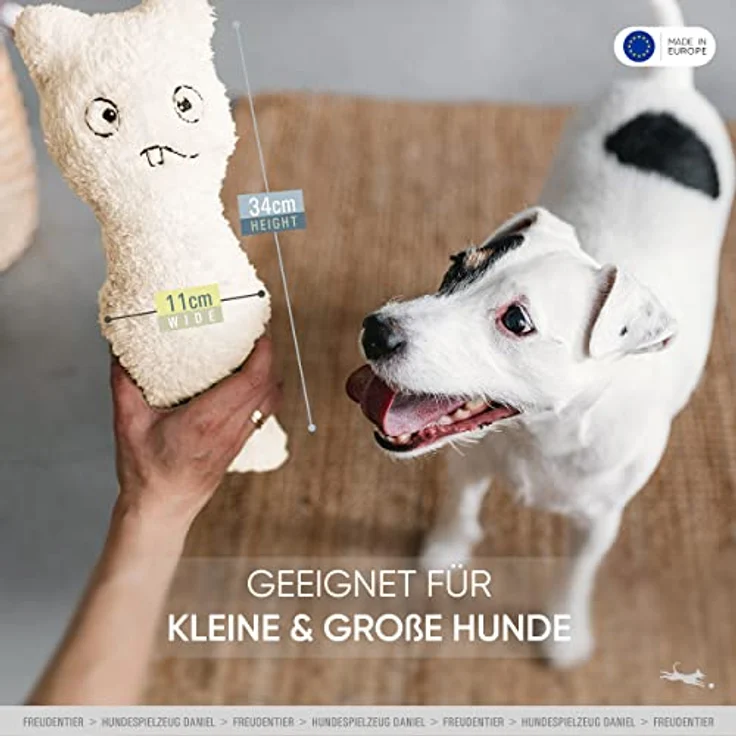 FREUDENTIER Hundespielzeug “Daniel”, waschbar, 100% sicher, in der EU produziertes Plüschtier für kleine & große Hunde, Welpenspielzeug – Bild 5