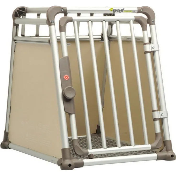 4pets Tiertransportbox ComfortLine Two S H68,6xT73,5xB54,5 cm, Hunde-Transportbox für große Rassen, lichtdurchflutet, stabil, grau