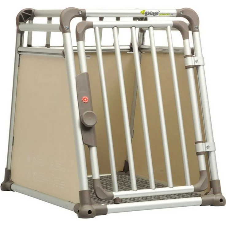 4pets Tiertransportbox ComfortLine Two S H68,6xT73,5xB54,5 cm, Hunde-Transportbox für große Rassen, lichtdurchflutet, stabil, grau – Bild 1