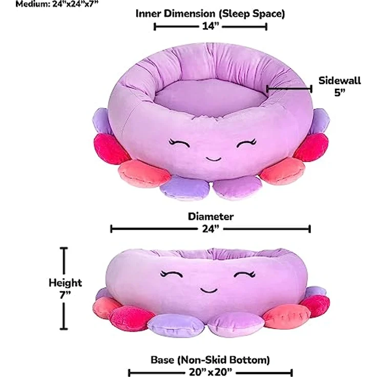 Squishmallows Beula Octopus Haustierbett, 61 cm, ultraweich, Plüsch, Violett – Bild 2