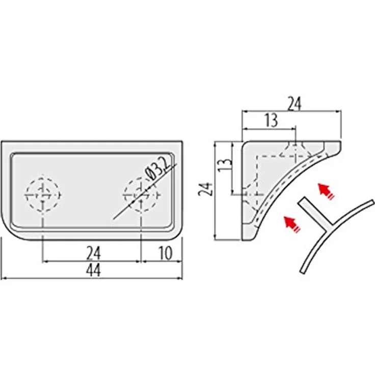 100 Stück Doppel Korpusverbinder Eckverbinder Schrankverbinder Möbelverbinder Winkel für Möbel 24 x 24 x 44 mm Farbe: Dunkelbraun – Bild 2