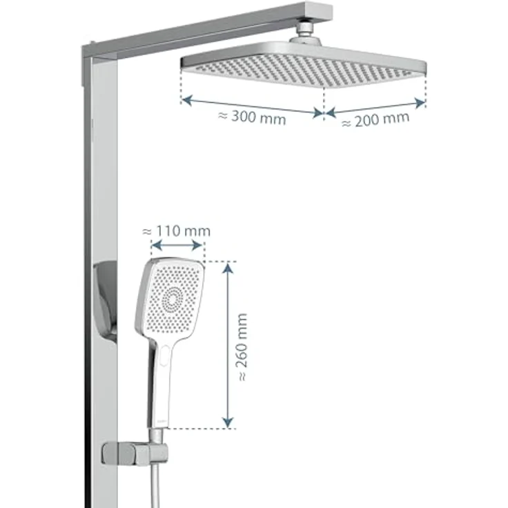 Schütte Duschsystem HAWAII Überkopfbrause-Set, 115 cm, 3 Strahlarten, mit Thermostatarmatur und Glasablage, Komplett-Set inkl. Montagematerial und Dichtungen – Bild 5
