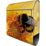 banjado Wandbriefkasten Stahl Hummel, witterungsbeständig, pulverbeschichtet, mit Zeitungsfach, 39 x 47 x 14cm