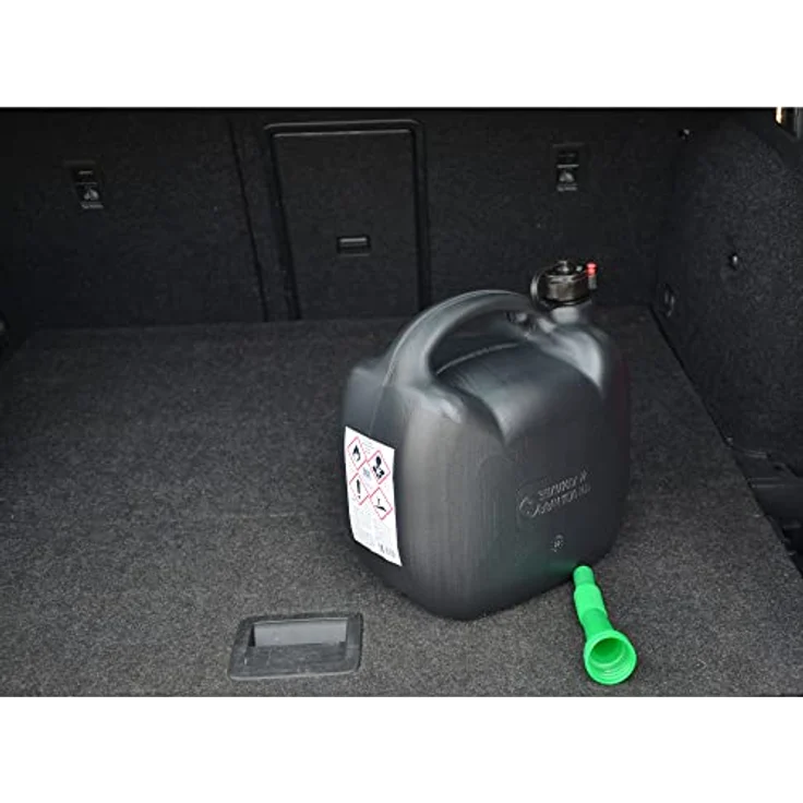 cartrend Benzinkanister, Kraftstoffkanister für Treibstoff aller Art, mit UN Zulassung, inklusive Ausgießer 20L Kunststoff schwarz, 11265 – Bild 3