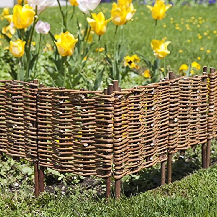 Windhager Beeteinfassung Beetumrandung Steckzaun Weidezaun Palisade Weide, 5-teilig, 100 x 20/35 cm, braun, 06458 – Bild 2