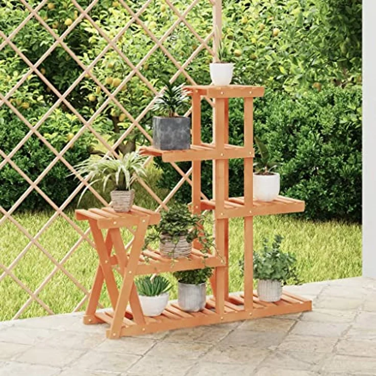 vidaXL Blumenständer, Pflanzständer 95x25x96 cm Massivholz Tanne, Retro-Design, Wandhalterung, belastbar bis 10 kg – Bild 2