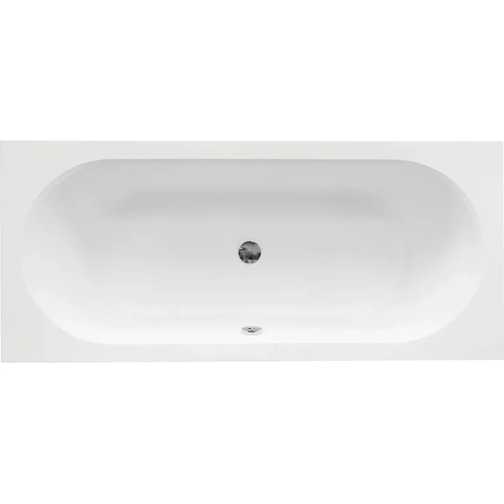 Bad Land Badewanne VITAE 180x80, Acryl mit Schürze, Kopfstütze, Bambus Ablage und automatischem Siphon, schneeweiß