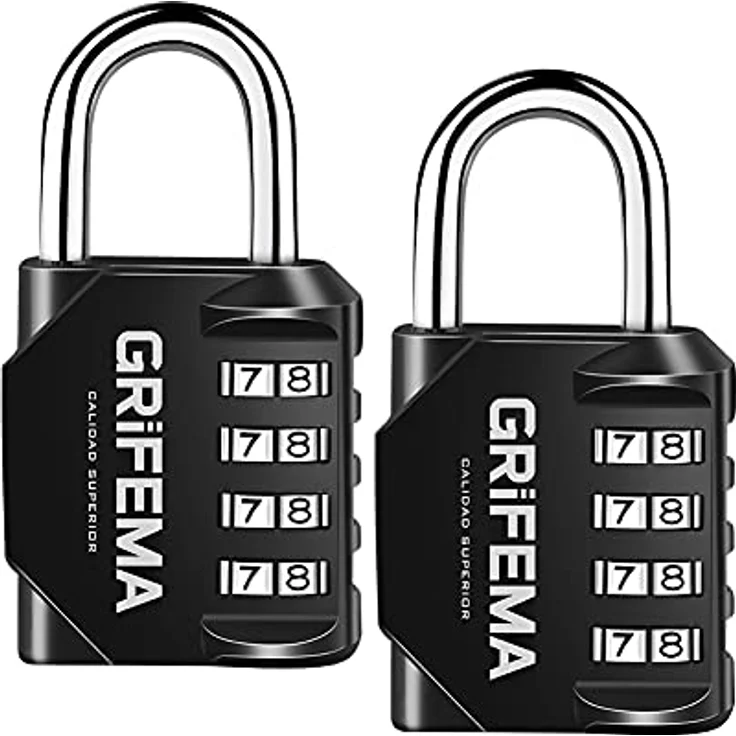 GRIFEMA 2 Pack Zahlenschloss 4 Stellig-Vorhängeschloss Wetterfest Frostsicher,Schloss mit Zahlencode Zinklegierung,Robust,Sicher, Schlösser für Spind, Schuppen, Schule, Fitnessstudio,(2 Stück)1er Pack – Bild 1