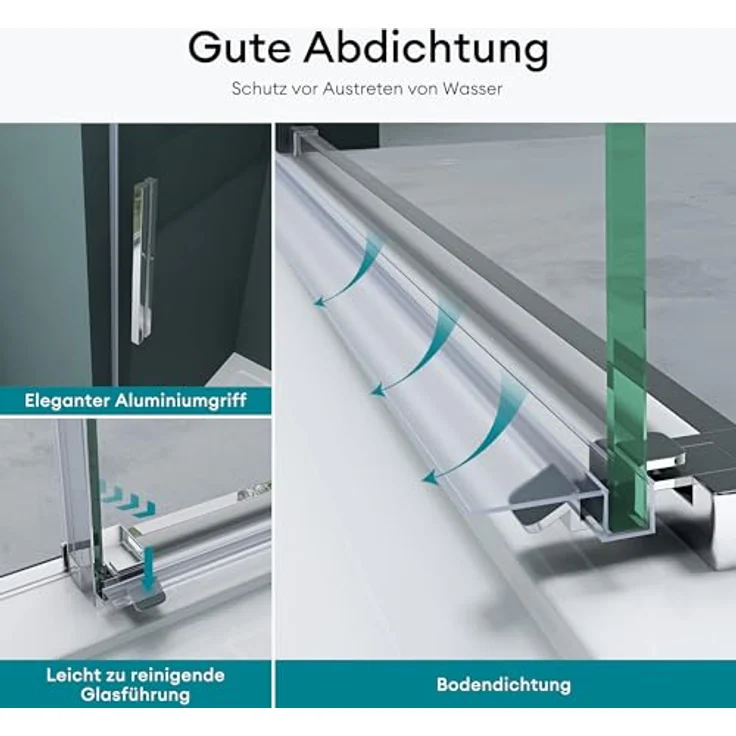 Mai & Mai Dusch-Schiebetür Nischentür Dusche Duschtür H:195cm ESG Nano, 100x195 cm in Klarglas – Bild 5