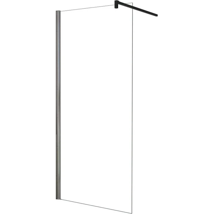AICA Walk In Dusche F131B, Duschwand 70 x 185cm mit 6mm NANO ESG Sicherheitsglas und schwarzem Aluminiumrahmen, inkl. Stabilisator