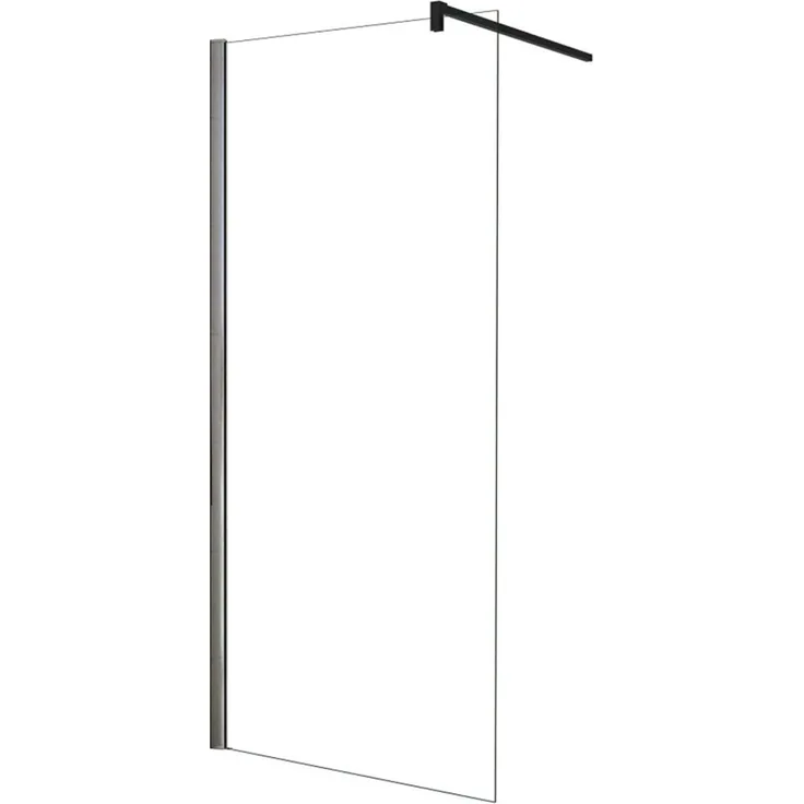 AICA Walk In Dusche F131B, Duschwand 70 x 185cm mit 6mm NANO ESG Sicherheitsglas und schwarzem Aluminiumrahmen, inkl. Stabilisator