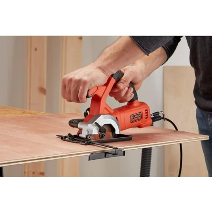 Black+Decker BES510-QS Kompakt-Handkreissäge (400 Watt, mit Zweithandgriff, werkzeuglose Schnitttiefenverstellung, Staubabsaugvorrichtung, inkl Grob und 1x Feinsägeblatt) – Bild 8