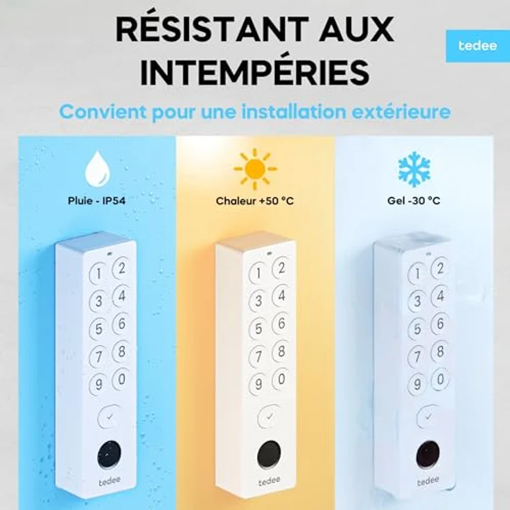 tedee Keypad PRO, biometrisches Tastenfeld für smartes Türschloss mit Fingerabdrucksensor und PIN-Code, weiß, IP65 wasserdicht, bis zu 100 Nutzer. – Bild 5