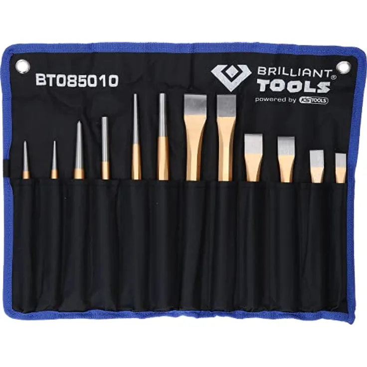 BRILLIANT TOOLS BT085010 Meißel und Durchtreiber-Satz, 12-tlg. [Powered by KS TOOLS]