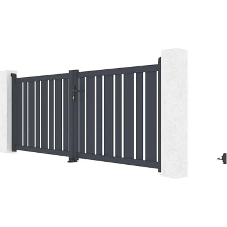 Casanoov Doppelflügeltor VEYMONT, Aluminium 3m, Höhe 120cm, grau, korrosionsbeständig, Zubehör inklusive – Bild 5