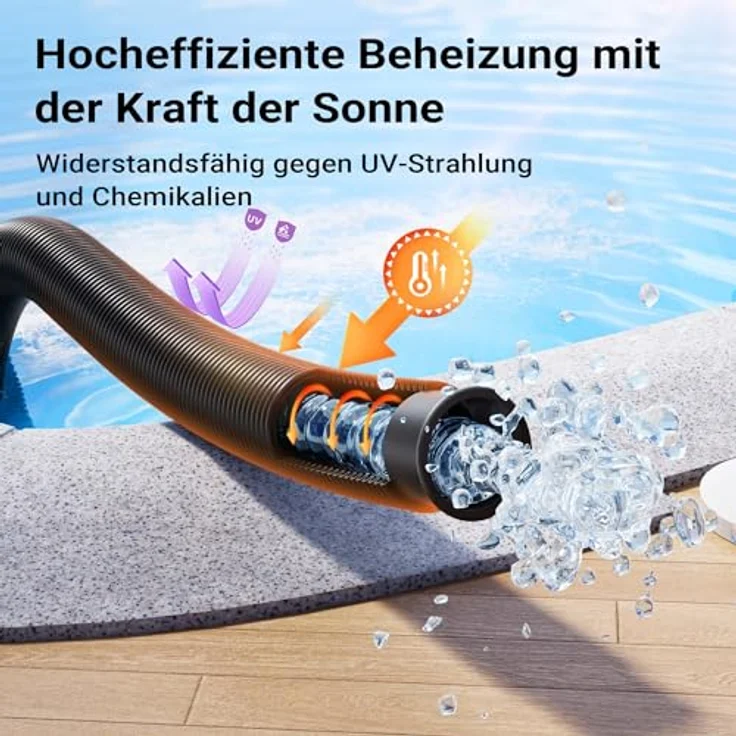 15m - 32mm - Solarschlauch schwarz mit Muffe für Pool 165g-m - Made in Europe – Bild 4