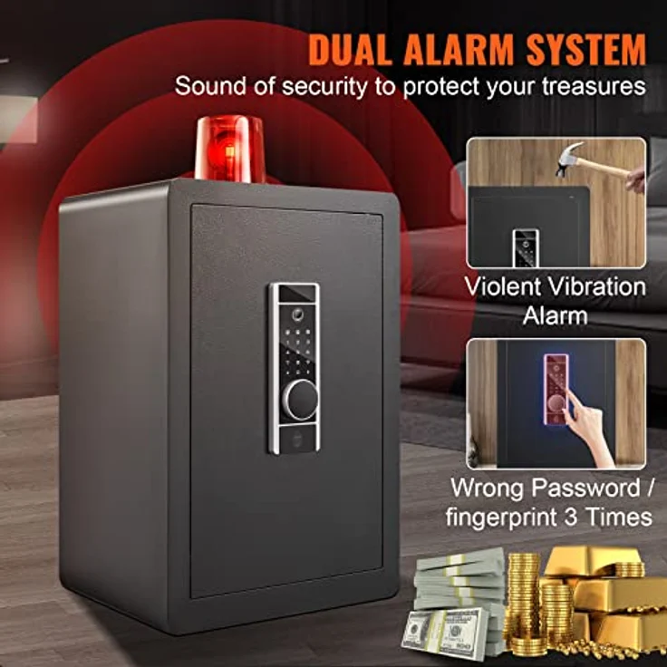 VEVOR Tresor Safe Tresor 2,2 Kubikfuß, Möbeltresor mit Feuerfester Geldtasche, Zuverlässiges Dreifach-Schloss-System, verstärktes legiertes Stahlmaterial – Bild 8