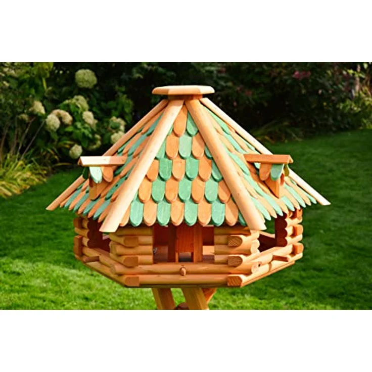 Deko-Shop-Hannusch XXL massives Luxus Vogelhaus, Vogelhäuser + + imprägniert mit Ständer, Vogelfutterhaus mit Futtersilo, Silo – Bild 2