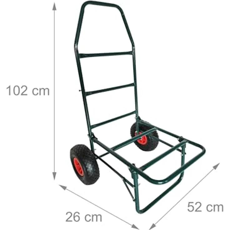 relaxdays Klappbare Sackkarre Transportwagen, 80 kg Tragkraft, Grün mit Luftbereifung und Spanngummi – Bild 4