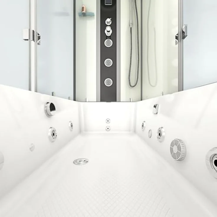 AcquaVapore K05-R01-WP, Whirlpool Dusche Kombination 90x180 cm, weiß, mit Regendusche und Massagedüsen – Bild 9