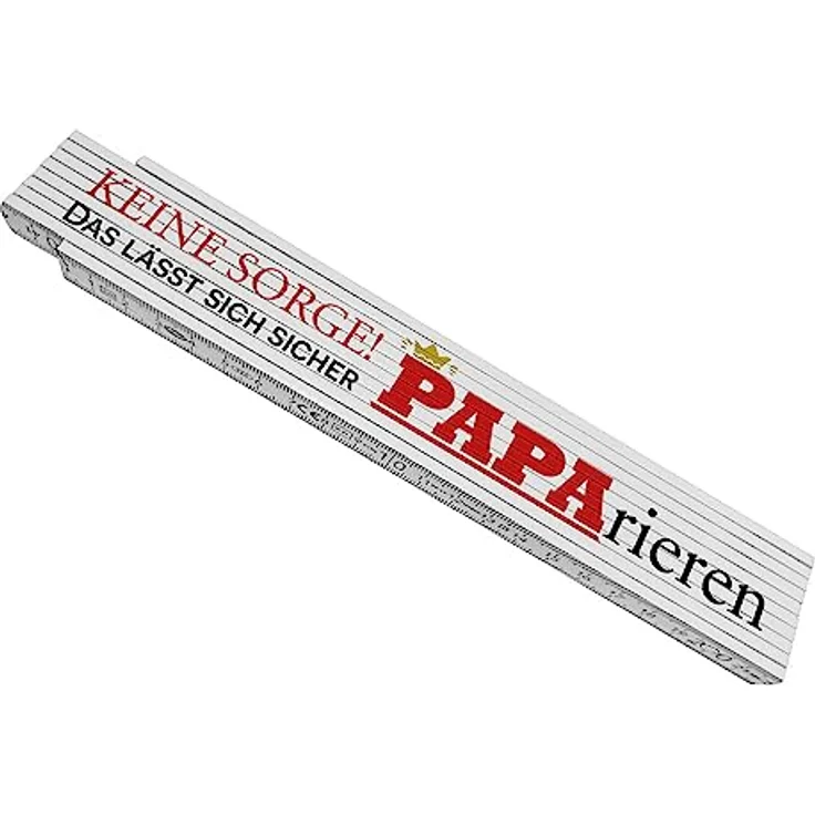 speecheese Meterstab aus Holz, Zollstock mit dem Spruch "Keine Sorge, das lässt sich sicher paparieren", 24x3,5 cm, 10 Gelenke – Bild 1