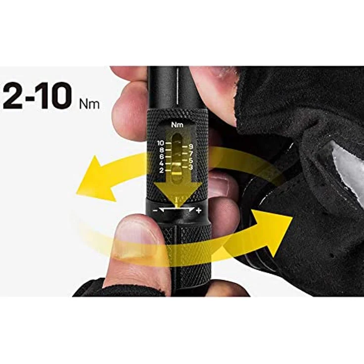 Topeak Torq Stick Pro, Drehmomentschlüssel mit einstellbarem Drehmoment von 2-10 Nm, inkl. Raschenkopf und 9 Bits, Werkzeugbox – Bild 5