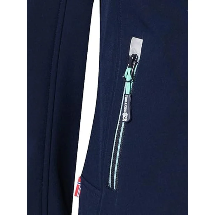 TROLLKIDS Softshelljacke Trollfjord Wasserabweisend, Mädchen, winddicht, flexibel-elastisch, norwegische Flagge, Lonely Troll, Obermaterial wasserdicht, blau – Bild 3