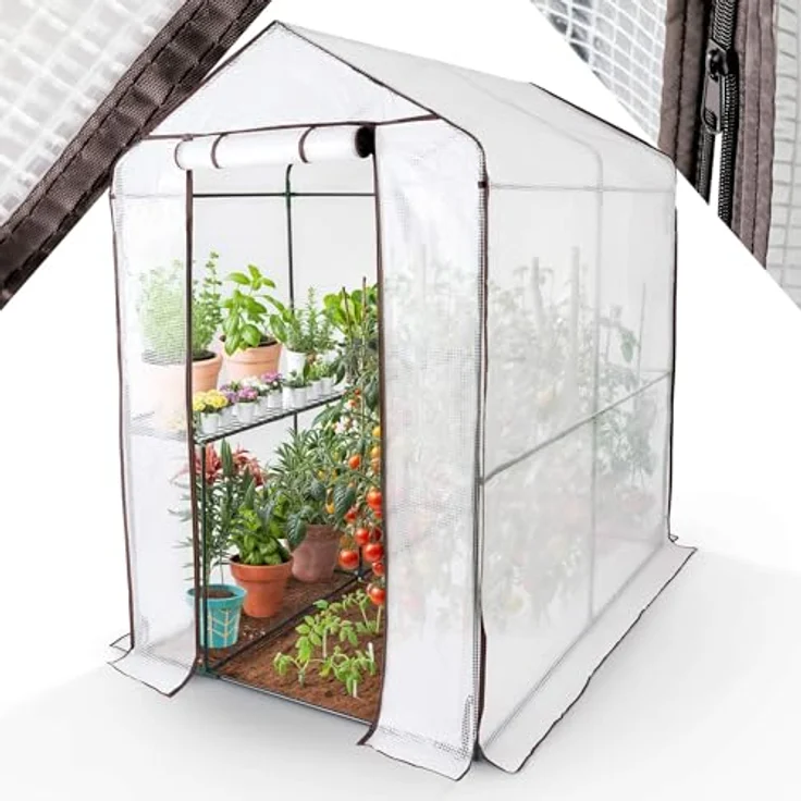 Arebos Premium Foliengewächshaus mit 2 Ebenen - 120 x 186 x 190 cm - Platzsparend, Stabil & Einfach zu Montieren – Bild 1