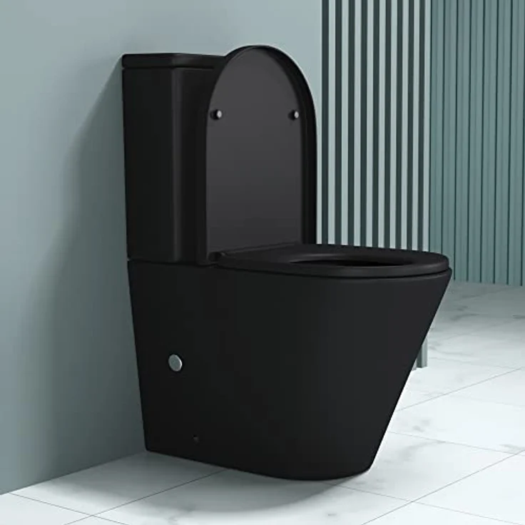doporro Design-WC Stand108T inkl. Softclose Absenkautomatik 36x60,5x82,5cm Stand-Toilette Anthrazit spülrandlos – Bild 2