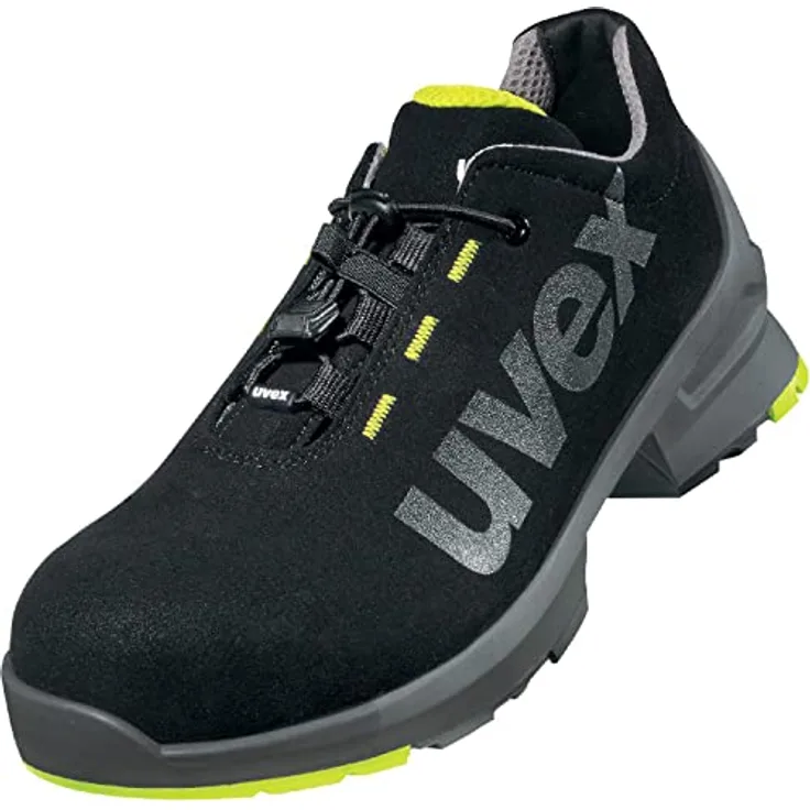 Uvex 1 Halbschuh, Sicherheitsschuhe S2 SRC, Arbeitsschuhe für Damen & Herren, Schwarz/Lime, Größe 45